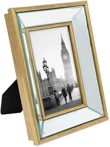 8x10 Gold Beveled Mirror Picture Frame with Deep Slanted Angle - EK CHIC HOME