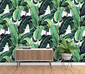 Banana Leaf Wallpaper Tropical Leaves Natural Pattern Wall Art Exotic - EK CHIC HOME