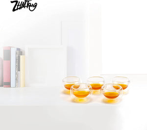 Double-walled Borosilicate Glass Tiny Teacups Each Holds 2 Oz - EK CHIC HOME