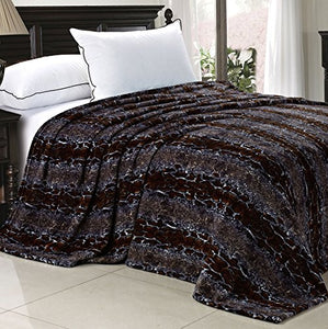 Light Weight Animal Safari Style Black White Snake Printed Flannel Fleece Blanket (Queen) - EK CHIC HOME