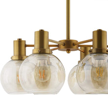 Load image into Gallery viewer, Resound Amber Glass and Brass Pendant Chandelier - EK CHIC HOME