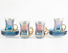 Load image into Gallery viewer, Vintage Turkish Tea Glasses Cups and Saucers Set of 6 f - EK CHIC HOME