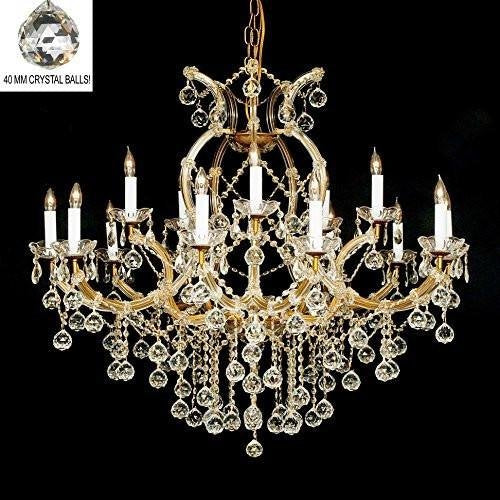 Swarovski Crystal Trimmed Chandelier 37X38 W/Crystal Balls - EK CHIC HOME