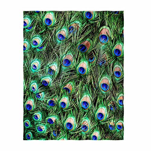 Peacock Feather Print Throw Blanket 58