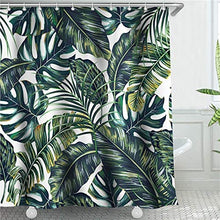 Load image into Gallery viewer, Tropical Leaf Fabric Bathroom Curtains Set with Hooks - EK CHIC HOME