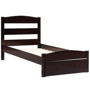 Wood Platform Bed Frame with Headboard and Storage  Twin, - EK CHIC HOME