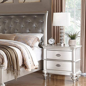 Silver Magical Bedroom Furniture Accent Tufted HB Eastern King Size Bed Royal Dresser Mirror Nightstand 4pc Set - EK CHIC HOME