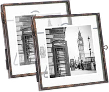 Load image into Gallery viewer, 4x6 (2-Pack), Antique Gold, Vintage Style Brass and Glass, Metal Floating - EK CHIC HOME