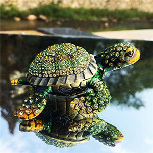 Diamond Turtles Hinged Trinket Box Hand-Painted Animal Figurine Collectible - EK CHIC HOME