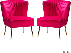 Velvet Armless Side Chair Set of 2, Upholstered - EK CHIC HOME