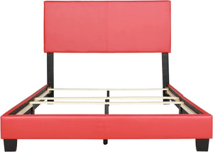 Faux Leather Upholstered Full Panel Bed in Red - EK CHIC HOME