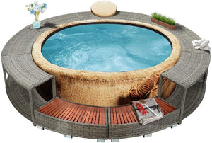 Spa Surround Poly Rattan Hot Tub Surround Relax Furniture - EK CHIC HOME
