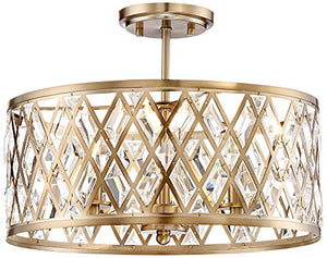 Tanz 16 1/2" Wide Satin Brass Ceiling Light - EK CHIC HOME