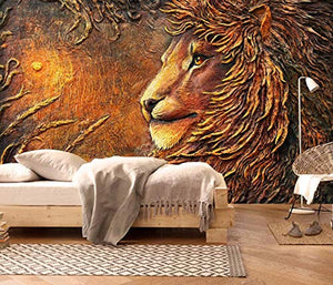 Wall Mural 3D Wallpaper Embossed Minimalist Golden Lion Living Room - 400cm×280cm - EK CHIC HOME
