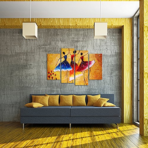 Abstract Spanish Dancer Painting Prints Wall Decor 4 Panels Women 48
