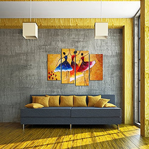 Abstract Spanish Dancer Painting Prints Wall Decor 4 Panels Women 48"W x 32"H - EK CHIC HOME