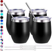 Load image into Gallery viewer, 4 pack 12 oz Stainless Steel Stemless Wine Glass Tumbler - EK CHIC HOME