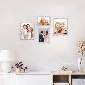 8x10 Pearl Picture Frame with Crystal for Wedding ,Silver Plated - EK CHIC HOME