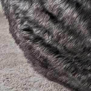 Furry Glam Black and White Streak Faux Fur 3 Ft. Bean Bag - EK CHIC HOME