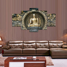 Load image into Gallery viewer, 5 Panels Canvas Prints Golden Buddha - EK CHIC HOME