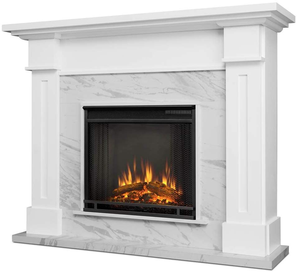 Real Flame Kipling Electric Fireplace in White Marble - EK CHIC HOME