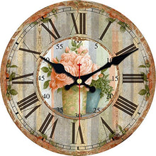 Load image into Gallery viewer, Flower Round Wall Vintage Country French Style Wooden Clock (6&quot;, ) - EK CHIC HOME