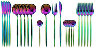 Flatware Set 24 Piece, Stainless Steel With Titanium Colorful Plated, Rainbow Color Cutlery Set Service For 6 - EK CHIC HOME