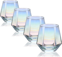 Load image into Gallery viewer, Stemless Wine Glass Set Of 4(10 Oz),Iridescent Glassware For Gift , - EK CHIC HOME