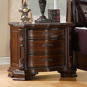 Luxurious Baroque Style Brown Cherry Finish King Size 6-Piece Bedroom Set - EK CHIC HOME