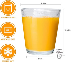 EK CHIC HOME 10oz Drinking Glass Cup, Transparent Wave Dot (12 pcs) - EK CHIC HOME