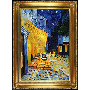 Cafe Terrace at Night by Vincent Van Gogh Hand Painted Oil on Canvas with Regency Gold Frame - EK CHIC HOME