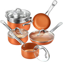 Load image into Gallery viewer, Tech Real Copper Infused Ceramic Coating 10 Pieces Cookware Set, - EK CHIC HOME