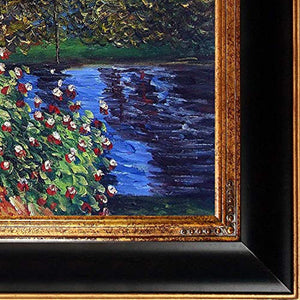 Hand-Painted Reproduction of Claude Monet Corner of the Garden at Montgeron Framed Oil Painting, 20 x 24 - EK CHIC HOME