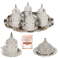 Load image into Gallery viewer, 27 Pc Turkish Coffee Espresso Cup Saucer Swarovski Crystal Set SILVER - EK CHIC HOME