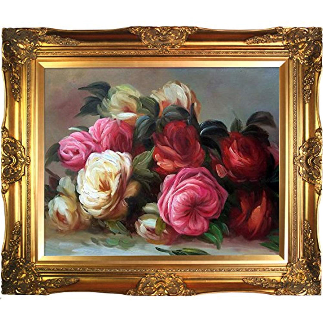 Renoir Discarded Roses Artwork with Victorian Gold Frame Finish - EK CHIC HOME