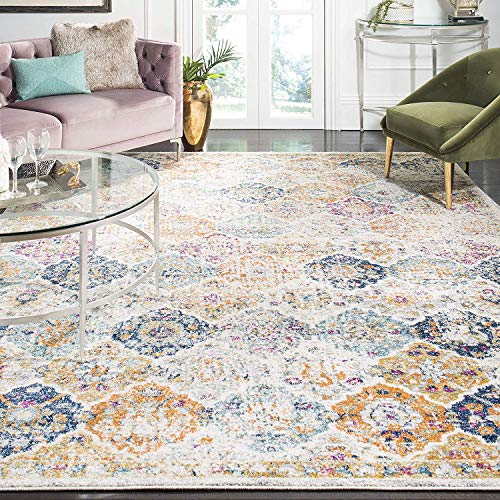 Madison Collection Cream and Multicolored Bohemian Chic Distressed Area Rug (5'1