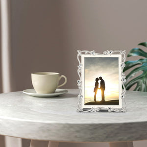 Metal Picture Frame Silver Plated Enamel and Jewels 5x7 Inch - EK CHIC HOME