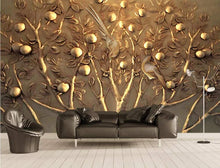 Load image into Gallery viewer, Wall Mural 3D Wallpaper Embossed Golden Tree Fruit Wall Decoration Art - EK CHIC HOME