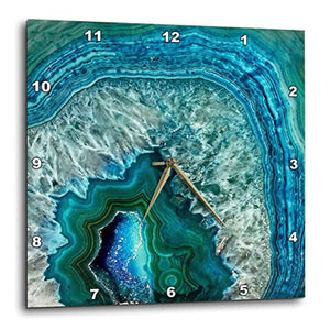 Luxury Marble Agate Gem Mineral Stone Wall Clock, 13" x 13", Blue - EK CHIC HOME