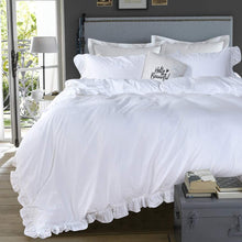 Load image into Gallery viewer, Ruffle Duvet Cover Queen 100% Washed Cotton Farmhouse Chic SET - EK CHIC HOME
