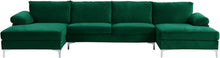 Load image into Gallery viewer, Large Velvet Fabric U-Shape Sectional Sofa, Double Extra Wide Chaise - EK CHIC HOME