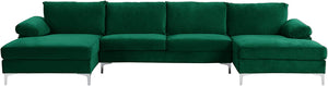 Large Velvet Fabric U-Shape Sectional Sofa, Double Extra Wide Chaise - EK CHIC HOME