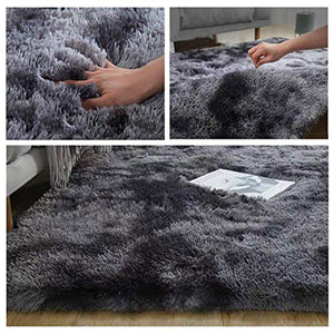 Soft Fluffy Area Rugs Motley Plush (63" x 78.7", Dark Grey) - EK CHIC HOME