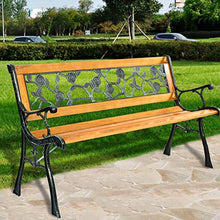Load image into Gallery viewer, 50&#39;&#39; Patio Park Garden Bench, Outdoor Furniture Iron &amp; Hardwood Frame Porch Loveseat - EK CHIC HOME