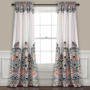 Paisley Damask Print Bohemian Style Room Darkening Window Panel Set  95” x 52” - EK CHIC HOME