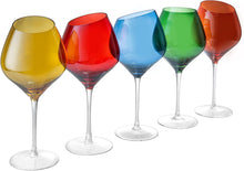 Load image into Gallery viewer, Slanted Rim Colored Wine Glasses by The Wine Savant – Set of 5 - EK CHIC HOME