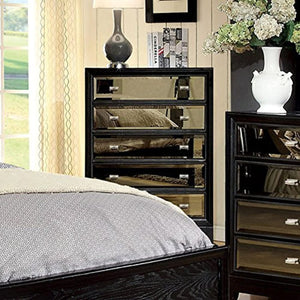 Contemporary Style Black Finish King Size 6-Piece Bedroom Set - EK CHIC HOME