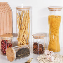 Load image into Gallery viewer, Set of 3 Glass Jars with Airtight Seal Bamboo Lid, - EK CHIC HOME