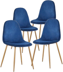 Dining Chairs - Velvet Upholstered Dining Chair with Metal Legs set of 4 - EK CHIC HOME