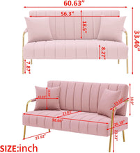 Load image into Gallery viewer, Upholstered Velvet Loveseat Sofa: 60&quot; Mid Century 2 Seater - EK CHIC HOME